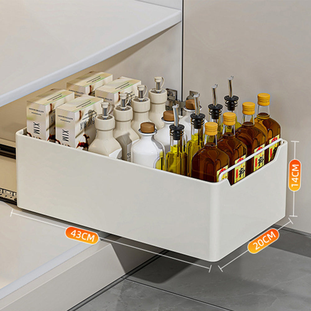 Cassetto da cucina estensibile Garvee, organizer da cucina in metallo, non necessita di foratura, bianco, 20 cm L x 43 cm P x 14 cm A