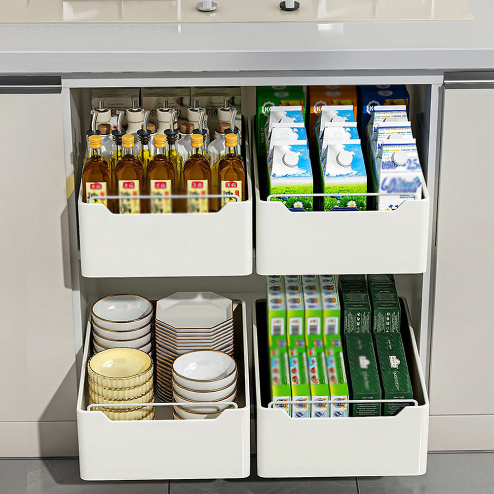 Cassetto da cucina estensibile Garvee, organizer da cucina espandibile, non richiede fori, bianco, 25 cm L x 43 cm P x 14 cm A