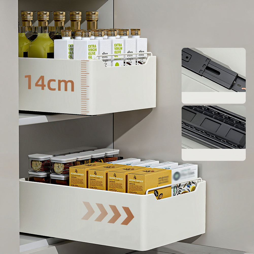 Cassetto da cucina estensibile Garvee, organizer da cucina in metallo, non necessita di foratura, bianco, 30 cm L x 43 cm P x 14 cm A