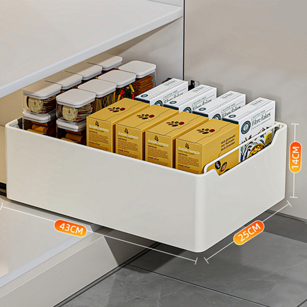 Cassetto da cucina estensibile Garvee, organizer da cucina espandibile, non richiede fori, bianco, 25 cm L x 43 cm P x 14 cm A
