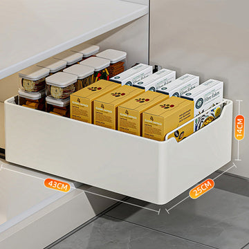 Cassetto da cucina estensibile Garvee, organizer da cucina espandibile, non richiede fori, bianco, 25 cm L x 43 cm P x 14 cm A