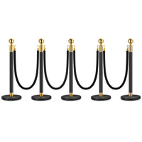 Garvee 5 pezzi pali portanti con corda in velluto nero per eventi, 5 piedi, acciaio inossidabile, nero