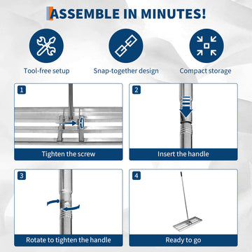 Rastrello Livellatore Prato Garvee Acciaio 30"x10" Manico Regolabile Antiruggine - Regalo Perfetto Festa del Papà per Cura Giardino