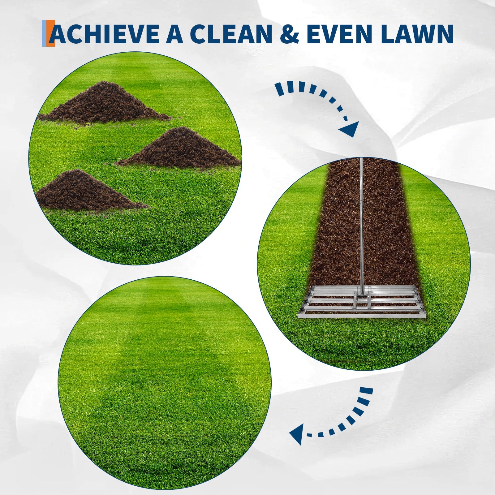 Rastrello Livellatore Prato Garvee Acciaio 30"x10" Manico Regolabile Antiruggine - Regalo Perfetto Festa del Papà per Cura Giardino