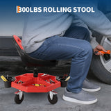 Garvee Sgabello Meccanico Regolabile 48-61 cm con Ruote 360° e Vassoio Attrezzi per Officina Garage - Festa del Papà, Acciaio Antiruggine 136 kg, Cuscino Morbido - Repair Stool | Load Capacity 300 Lbs | 9.4 Kg | 5-Inch Wheels