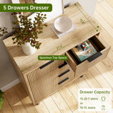 Garvee Cassettiera in Rovere con 5 Cassetti Fluttuanti, Gambe in Metallo, Per Camera e Ingresso, Design Moderno, Nero
