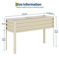 Aiuola rialzata in acciaio zincato Garvee con gambe, autoirrigante, in acciaio inox, beige, per giardino e patio, 50×17×32 pollici