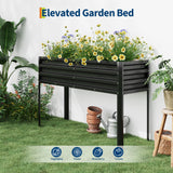 Aiuola rialzata in acciaio zincato Garvee con gambe, autoirrigante, modulare, 127×43.18×81.28 cm, nera, per giardino e patio - nero