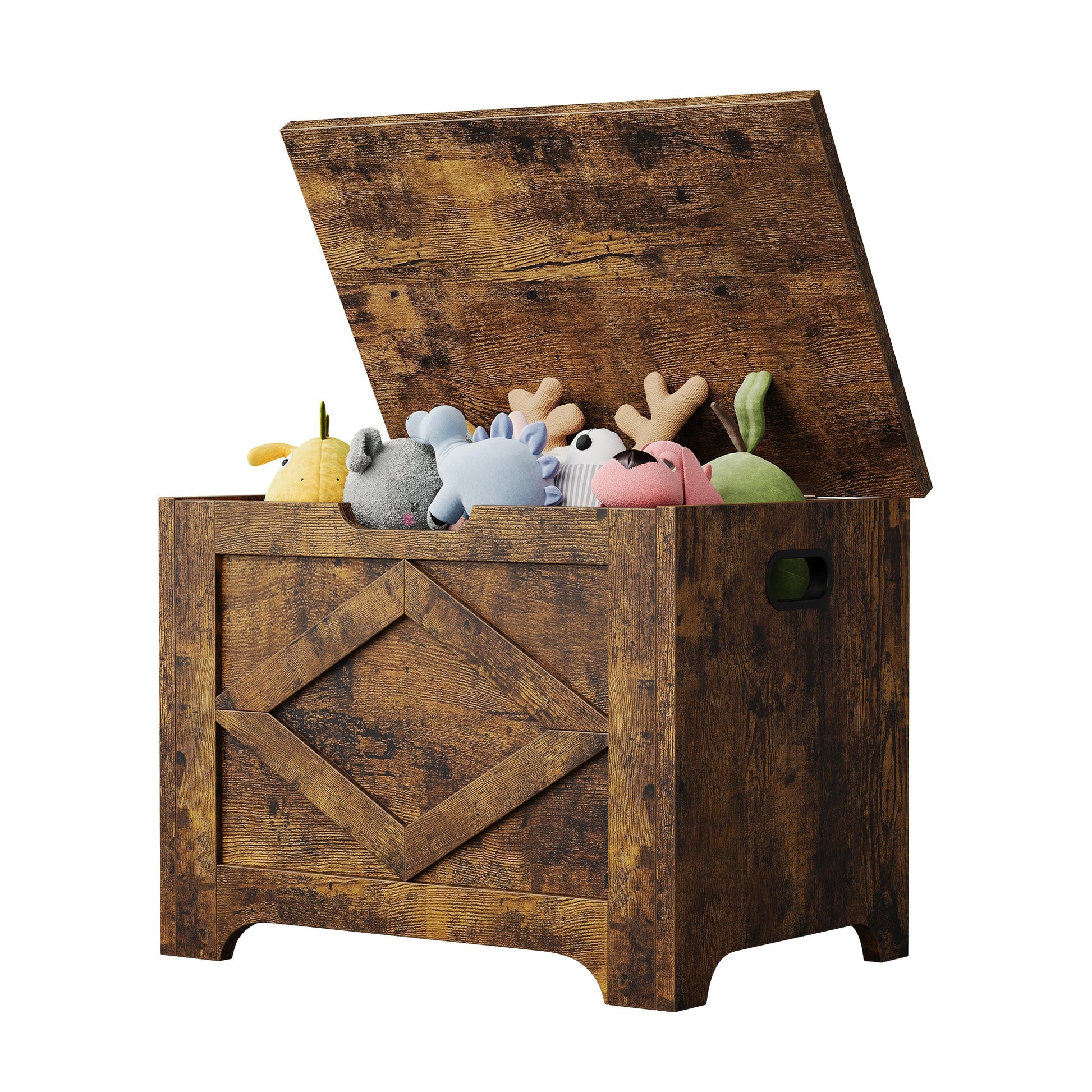 Panca portaoggetti in legno Garvee da 23,6" con sportello di sicurezza, ampio spazio di archiviazione per soggiorno e camera da letto, robusta, versatile, marrone