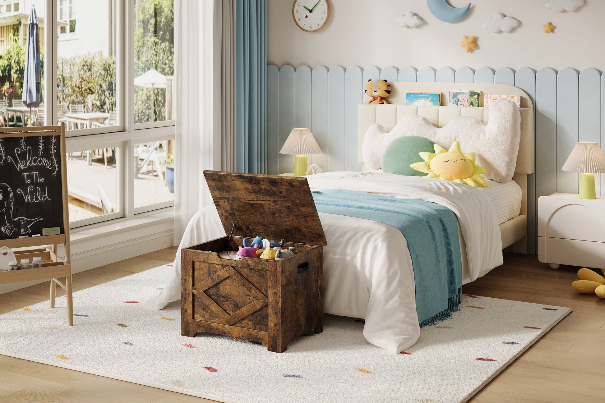 Panca portaoggetti in legno Garvee da 23,6" con sportello di sicurezza, ampio spazio di archiviazione per soggiorno e camera da letto, robusta, versatile, marrone