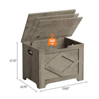 Panca portaoggetti in legno Garvee da 23,6" con cerniere di sicurezza, grande capacità per soggiorno e camera da letto, robusta, versatile, marrone