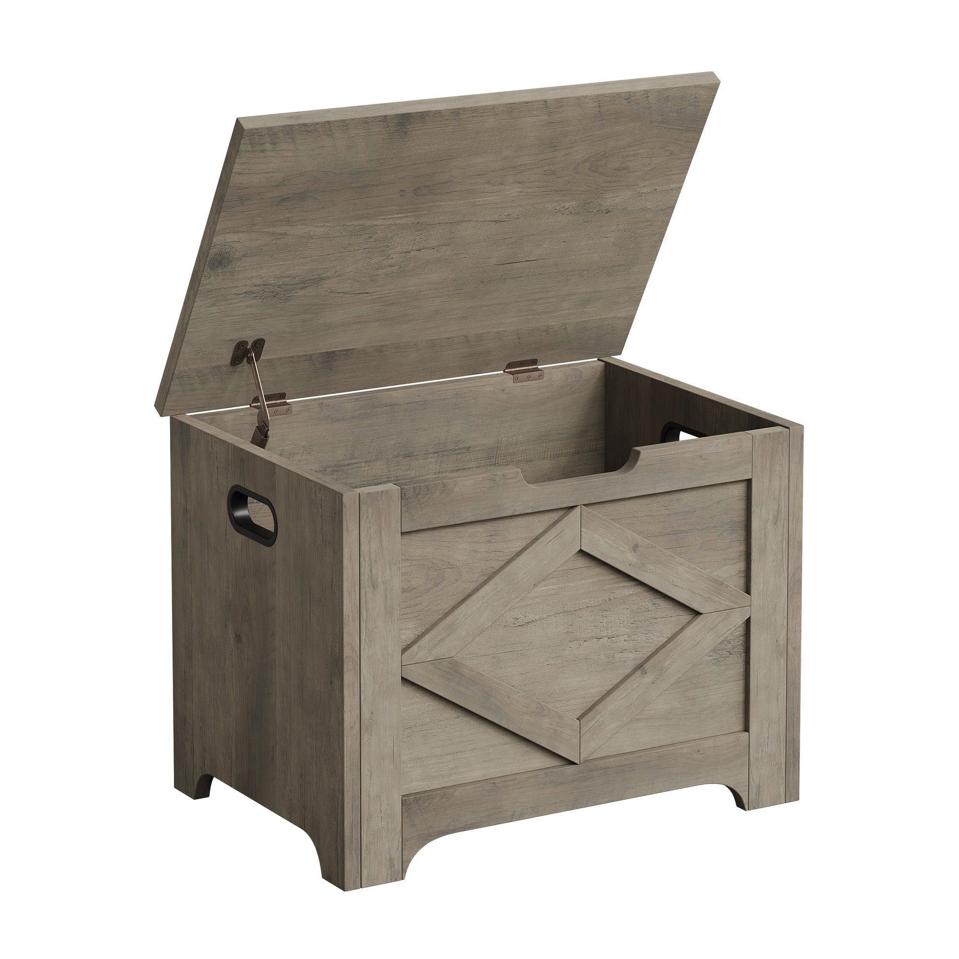 Panca portaoggetti in legno Garvee da 23,6" con cerniere di sicurezza, grande capacità per soggiorno e camera da letto, robusta, versatile, marrone