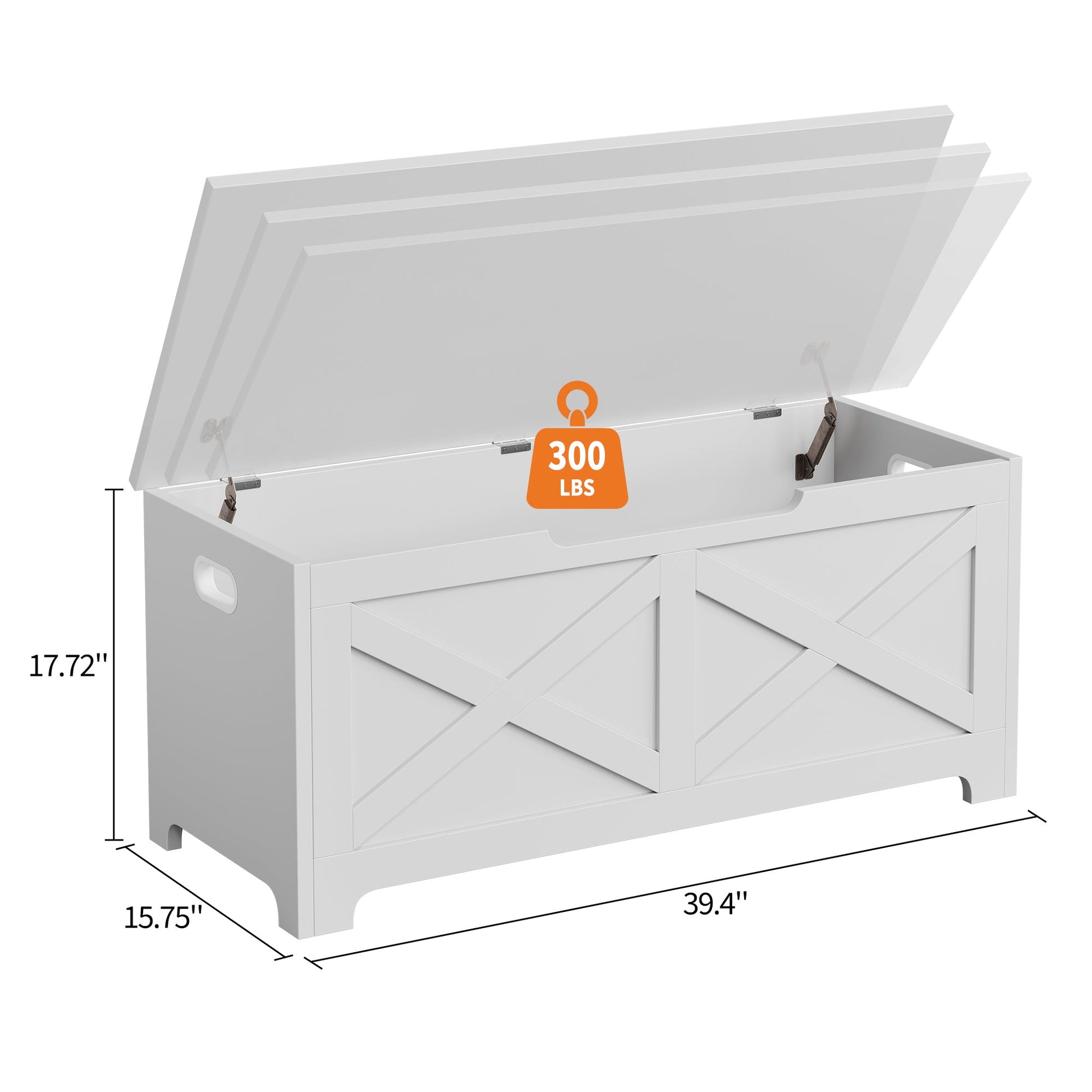 Panca portaoggetti in legno Garvee da 39,4" con cerniere di sicurezza, grande capacità, soggiorno e camera da letto, stabile, versatile, marrone