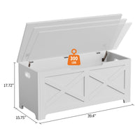 Panca portaoggetti in legno Garvee da 39,4" con cerniere di sicurezza, grande capacità, soggiorno e camera da letto, stabile, versatile, marrone