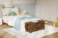 Panca portaoggetti in legno Garvee da 39,4" con cerniere di sicurezza, grande capacità per soggiorno e camera da letto, robusta, versatile, marrone