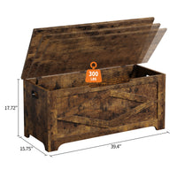 Panca portaoggetti in legno Garvee da 39,4" con cerniere di sicurezza, grande capacità per soggiorno e camera da letto, robusta, versatile, marrone