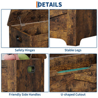 Panca portaoggetti in legno Garvee da 39,4" con cerniere di sicurezza, grande capacità per soggiorno e camera da letto, robusta, versatile, marrone