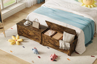 Panca portaoggetti in legno Garvee da 39,4" con cerniere di sicurezza, grande capacità per soggiorno e camera da letto, robusta, versatile, marrone