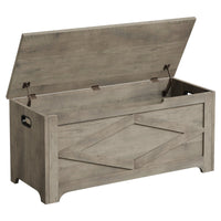 Panca portaoggetti in legno Garvee da 39,4" con cerniere di sicurezza, grande capacità, per soggiorno e camera da letto, robusta, versatile