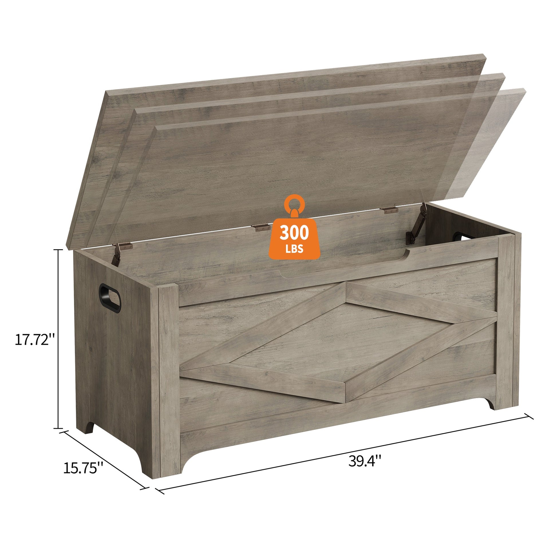Panca portaoggetti in legno Garvee da 39,4" con cerniere di sicurezza, grande capacità, per soggiorno e camera da letto, robusta, versatile