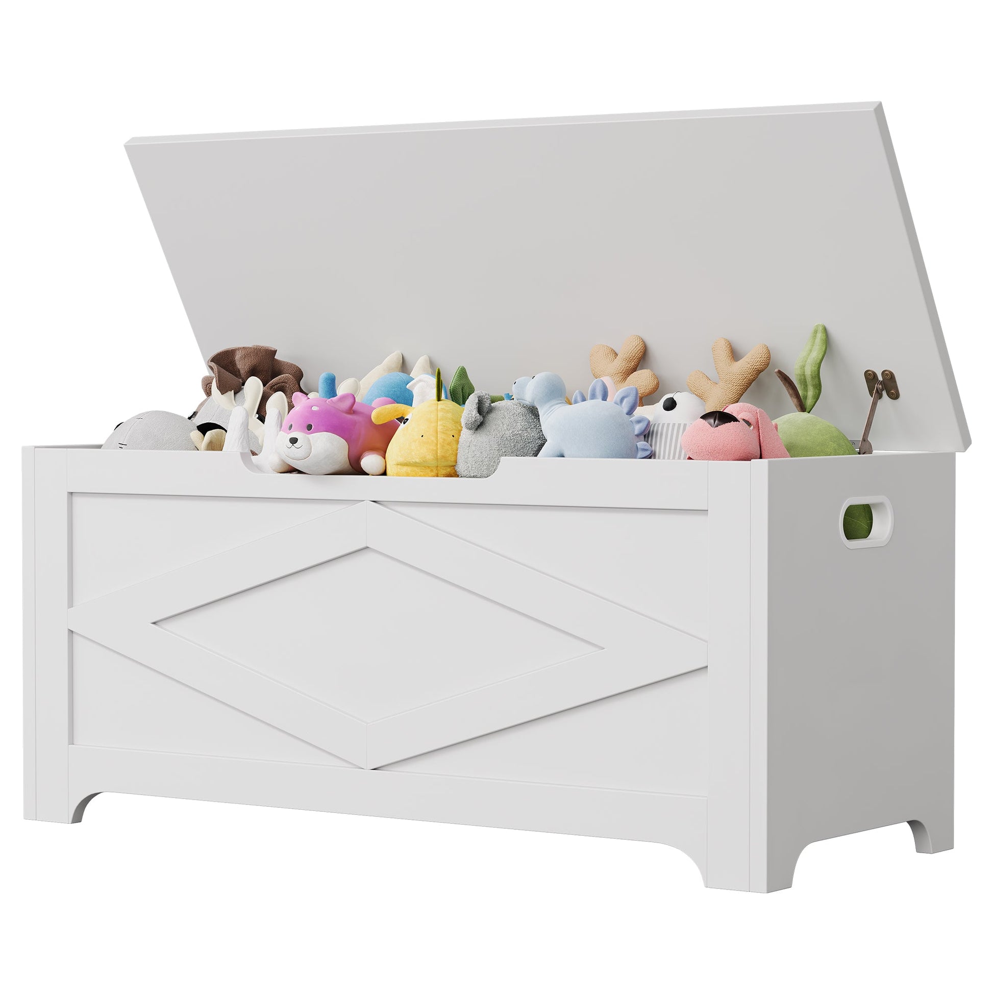 Panca portaoggetti Garvee da 39,4" con cerniere di sicurezza, grande cassapanca in legno per soggiorno e camera da letto, robusta, versatile, marrone
