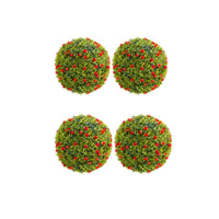 Garvee 12,6" palle di bosso artificiali con fiori rossi per decorazioni da balcone e giardino, verdi, resistenti alle intemperie, facili da curare