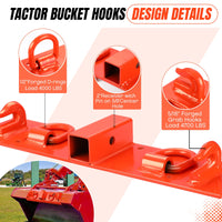 Gancio per trattore Garvee, ricevitore da 2", capacità di sollevamento di 4700 libbre, montaggio a bullone, acciaio, acciaio inossidabile, set completo per benne da 53-72" arancione