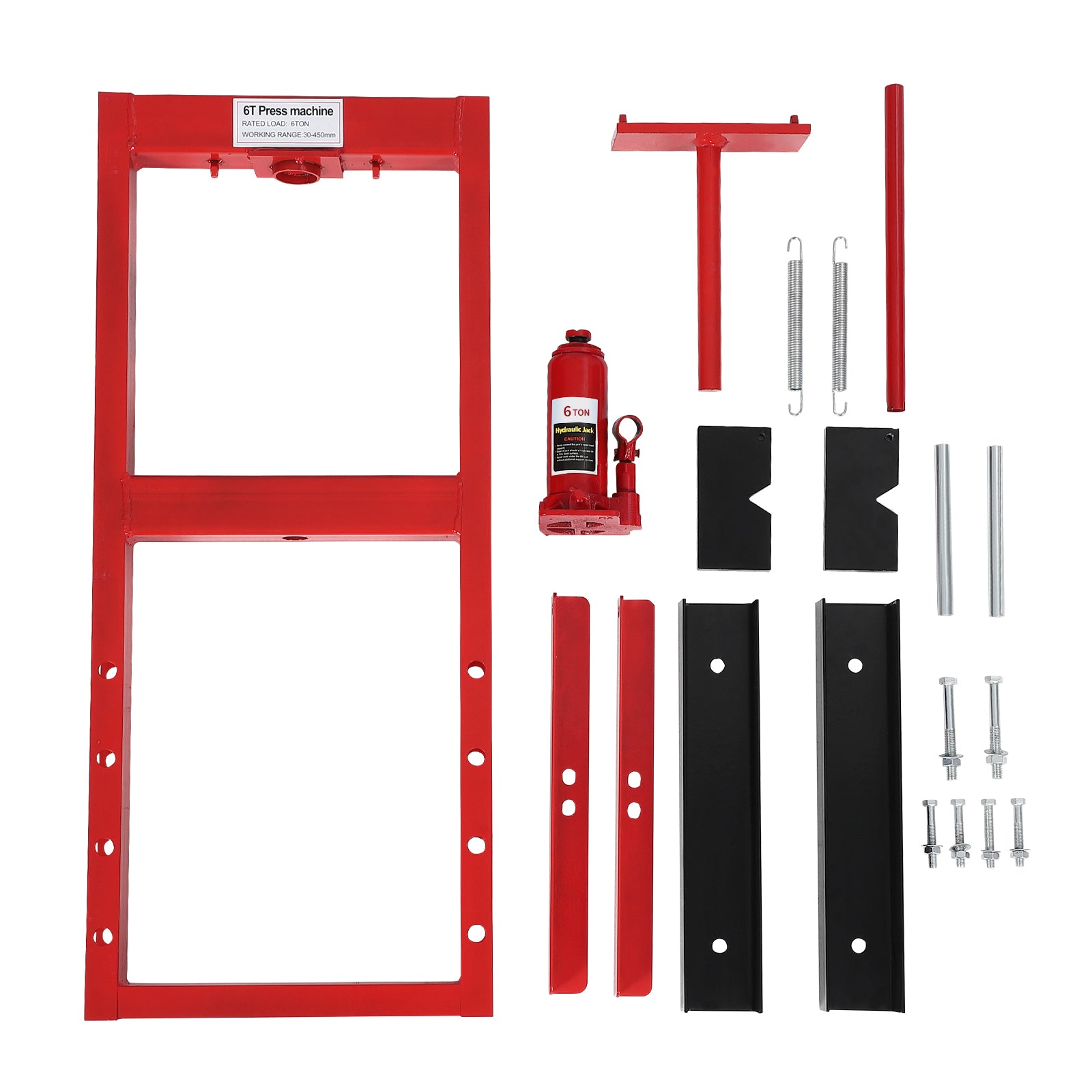 Pressa Idraulica Garvee 6 Tonnellate H-Frame, Altezza Regolabile e Valvola Sicurezza - Regalo Perfetto per Festa del Papà in Officina, Acciaio Nero