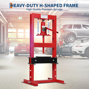 Pressa Idraulica Garvee 6 Tonnellate H-Frame, Altezza Regolabile e Valvola Sicurezza - Regalo Perfetto per Festa del Papà in Officina, Acciaio Nero