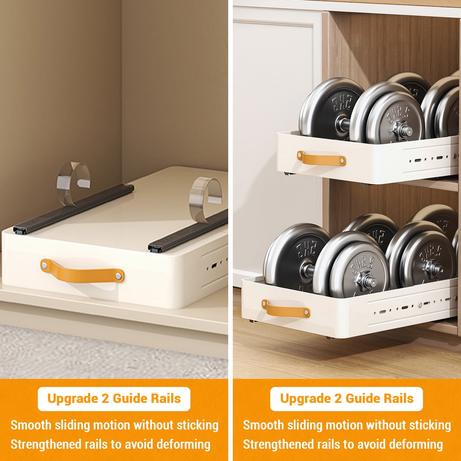 Garvee Organizer telescopico in metallo estraibile per cucina e bagno, profondità 41-60 cm, bianco, regolabile