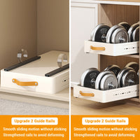 Garvee Organizer telescopico in metallo estraibile per cucina e bagno, profondità 41-60 cm, bianco, regolabile