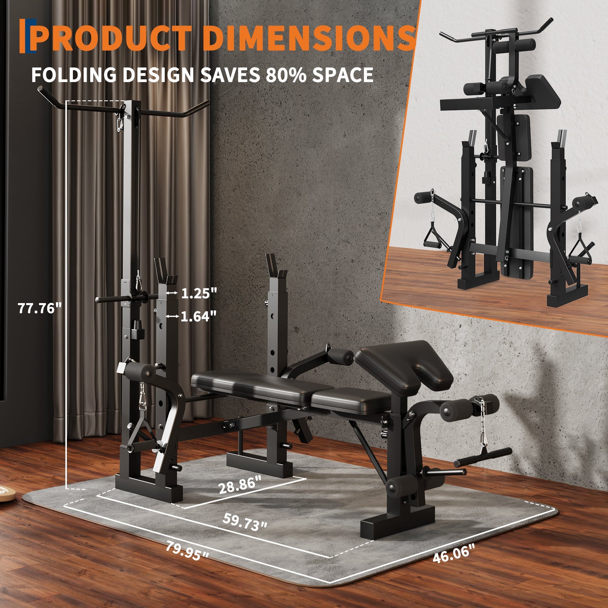 Panca per allenamento con pesi Garvee 7 in 1 con estensione e curl per le Gambe per il fitness in casa, regolabile e pieghevole, telaio in acciaio da 900 libbre, nero