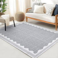 Tappeto moderno per soggiorno Garvee 120x170 cm grigio, lavabile, antiscivolo, a pelo corto, antimacchia, pieghevole per ufficio e sala da pranzo