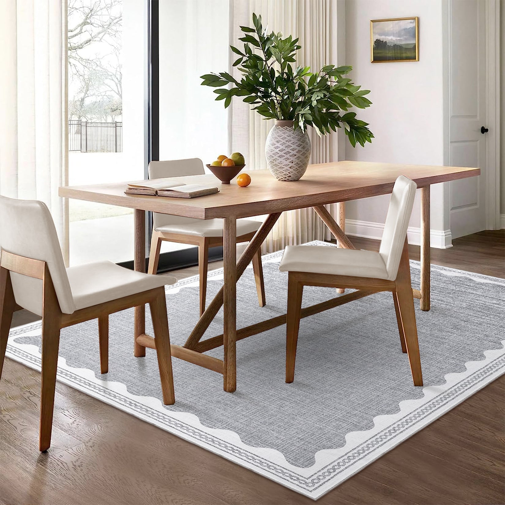 Tappeto moderno per soggiorno Garvee 120x170 cm grigio, lavabile, antiscivolo, a pelo corto, antimacchia, pieghevole per ufficio e sala da pranzo