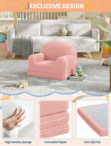 Garvee Divano Pieghevole per Bambini, Sedia e Chaise Longue Comoda, Schiuma Alta Densità, Copertura Lavabile, Design Mezzaluna, per Cameretta e Giochi, 43 cm P x 58 cm L, Colori Vivaci - Pink