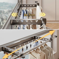 Asciugatrice da parete Garvee, estensibile 62,3-115 cm, bianco, salvaspazio, con 7 clip, per uso interno ed esterno