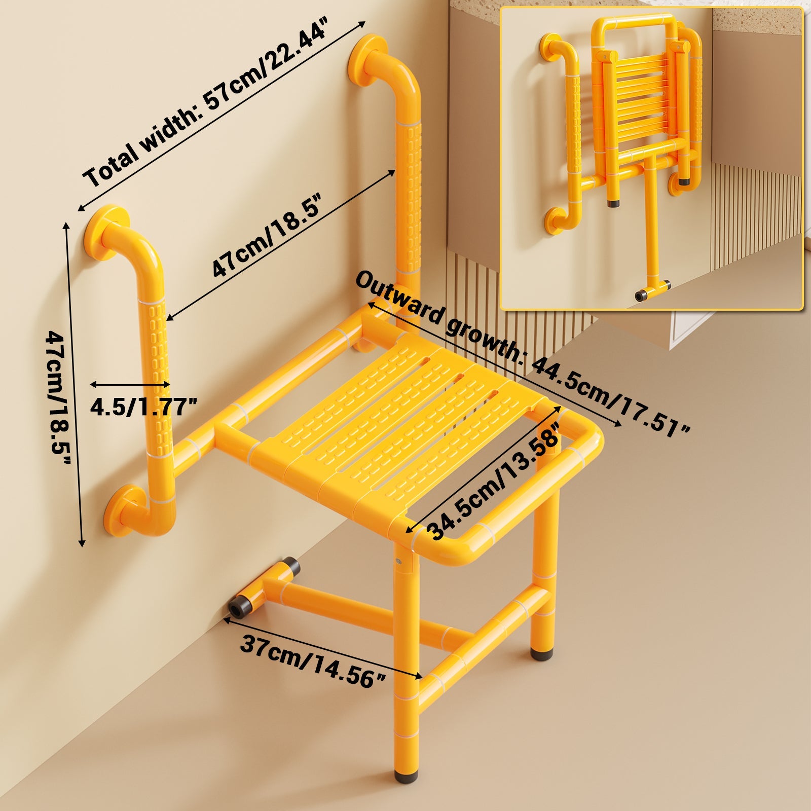 Sedile per doccia pieghevole Garvee, sgabello per doccia a parete, sedile per doccia pieghevole, sedia da bagno, sedia da doccia salvaspazio, sgabello antiscivolo per anziani, bambini e disabili, fino a 150 kg