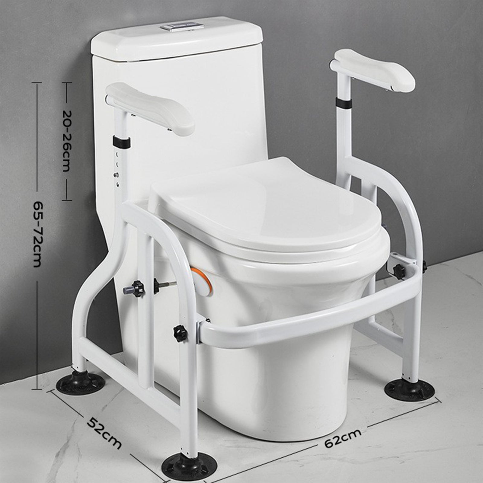Supporto per WC Garvee, regolabile in altezza, corrimano per WC, telaio di supporto per WC, maniglia di sostegno, telaio di supporto per WC antiscivolo, 62 x 52 x 65-72 cm