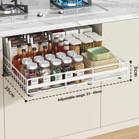 Garvee Organizer estensibile per armadietti con 3 guide regolabili, acciaio al carbonio, per cucina e bagno, 31-49 cm, nero