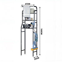 Scaffale per WC Garvee, 3 ripiani sopra il WC, ripiano per lavatrice in metallo, mobiletto salvaspazio per bagno, WC, lavanderia, 47 x 25 x 160 cm, bianco