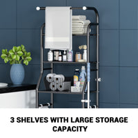 Scaffale per WC Garvee, 3 ripiani sopra il WC, ripiano per lavatrice in metallo, mobiletto salvaspazio per bagno, WC, lavanderia, 47 x 25 x 160 cm, bianco