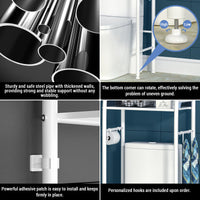 Scaffale per WC Garvee, 3 ripiani sopra il WC, ripiano per lavatrice in metallo, mobiletto salvaspazio per bagno, WC, lavanderia, 47 x 25 x 160 cm, bianco