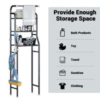 Scaffale per WC Garvee, 3 ripiani sopra il WC, ripiano per lavatrice in metallo, mobiletto salvaspazio per bagno, WC, lavanderia, 47 x 25 x 160 cm, bianco