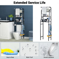 Scaffale per WC Garvee, 3 ripiani sopra il WC, ripiano per lavatrice in metallo, mobiletto salvaspazio per bagno, WC, lavanderia, 47 x 25 x 160 cm, bianco