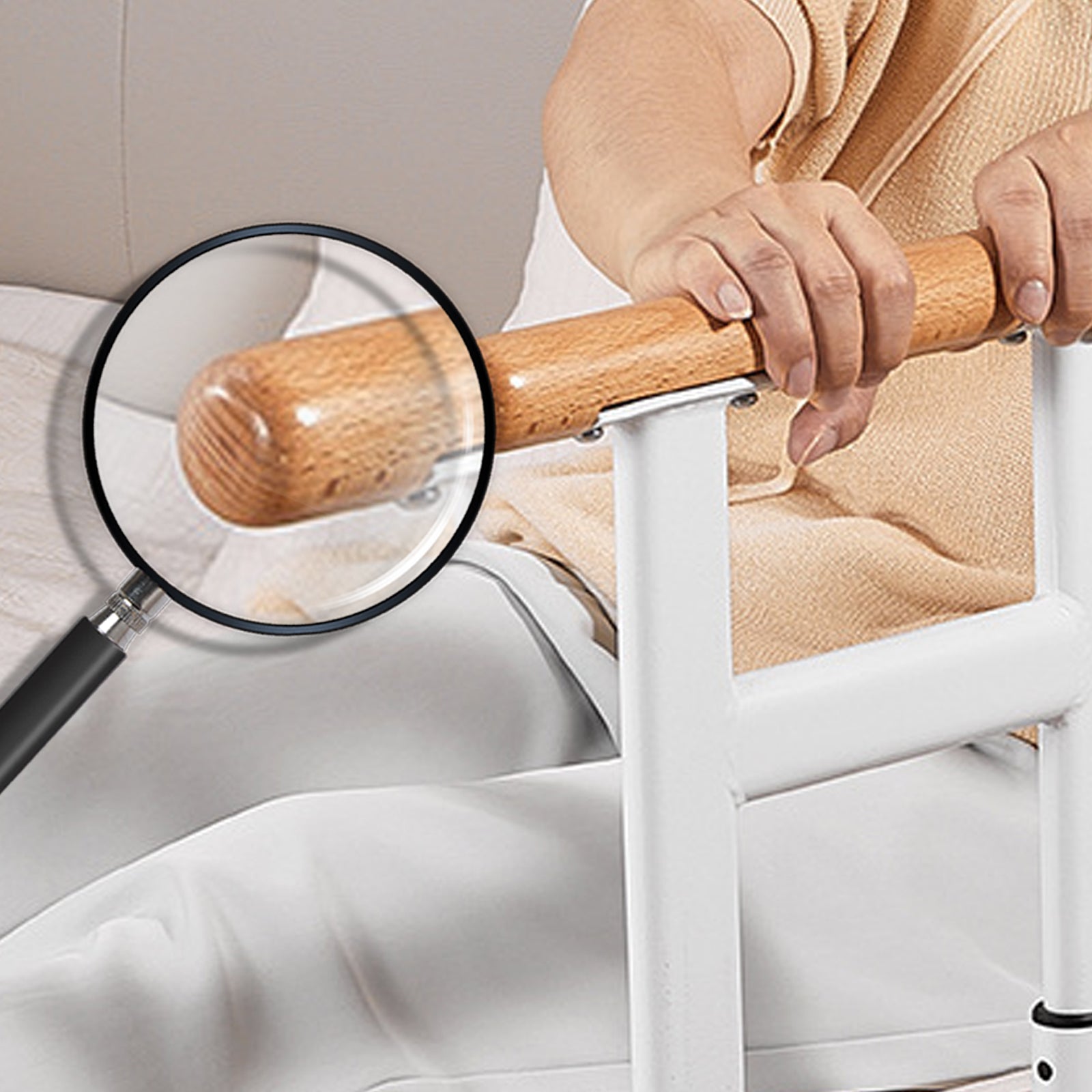 Sponda per letto Garvee 58,5×62,5 cm regolabile in altezza 43,5-52,5 cm – Protezione anticaduta pieghevole per anziani, altezza regolabile per esigenze di sicurezza individuali