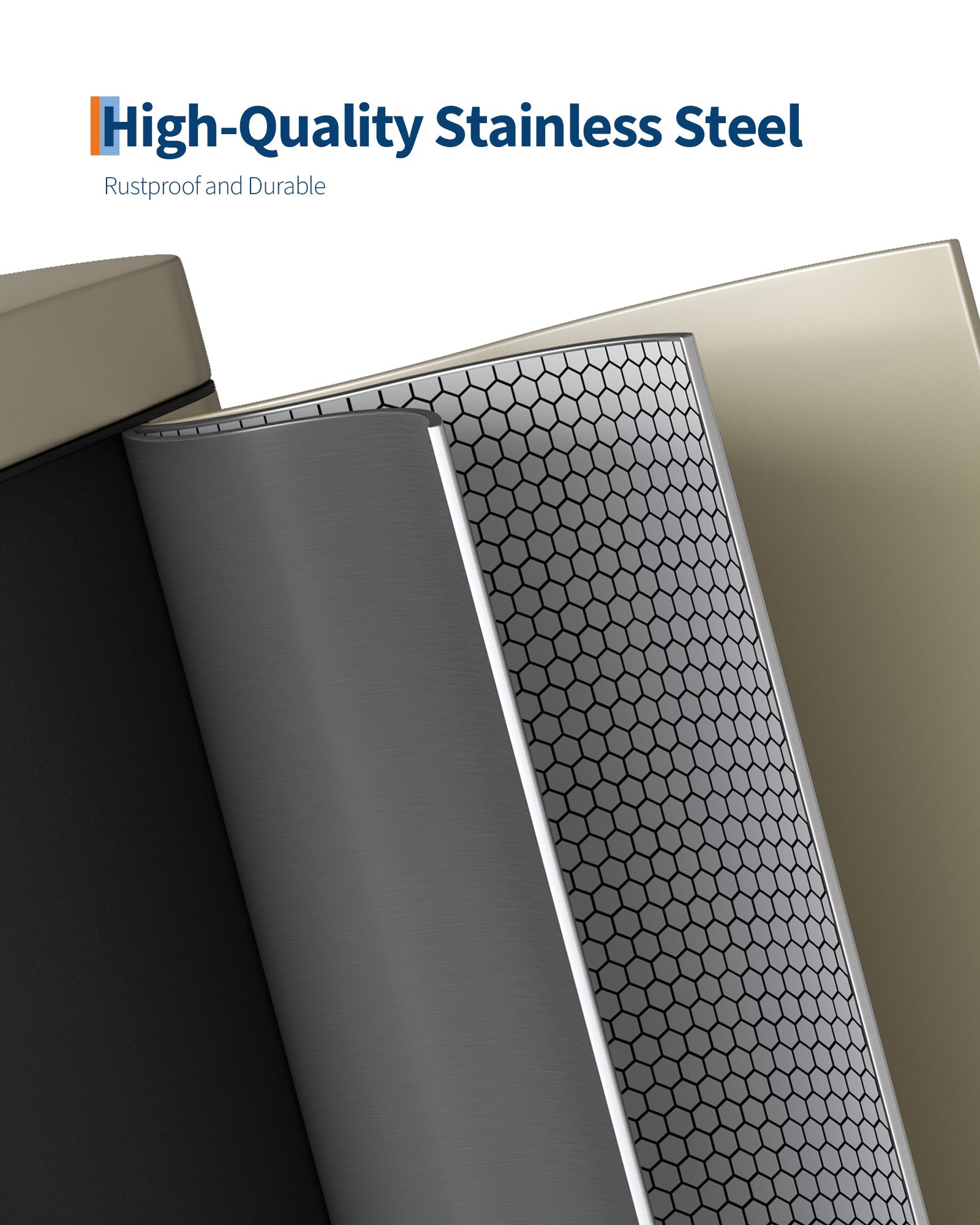 Pattumiera per bagno Garvee in metallo da 10 litri con coperchio, sottile, impermeabile, secchio interno con chiusura ammortizzata, beige sabbia, per camera da letto e bagno