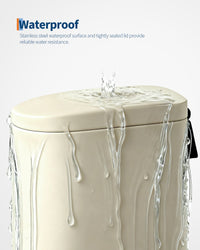 Pattumiera per bagno Garvee in metallo da 10 litri con coperchio, sottile, impermeabile, secchio interno con chiusura ammortizzata, beige sabbia, per camera da letto e bagno