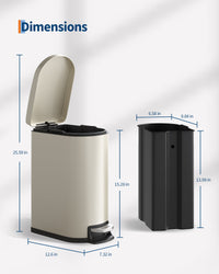 Pattumiera per bagno Garvee in metallo da 10 litri con coperchio, sottile, impermeabile, secchio interno con chiusura ammortizzata, beige sabbia, per camera da letto e bagno