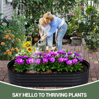 Letto rialzato da giardino Garvee, letto rialzato in metallo nero 150x60 cm, acciaio zincato per piante da giardino all'aperto