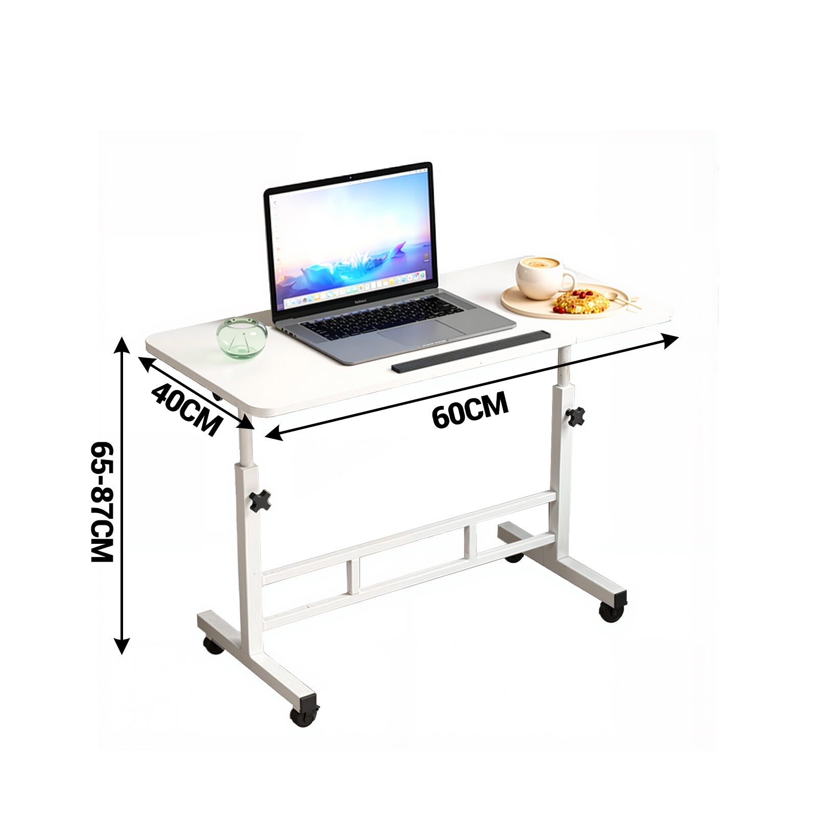 Scrivania mobile Garvee regolabile in altezza con ruote per ufficio, soggiorno, camera da letto, 80x40 cm, nero